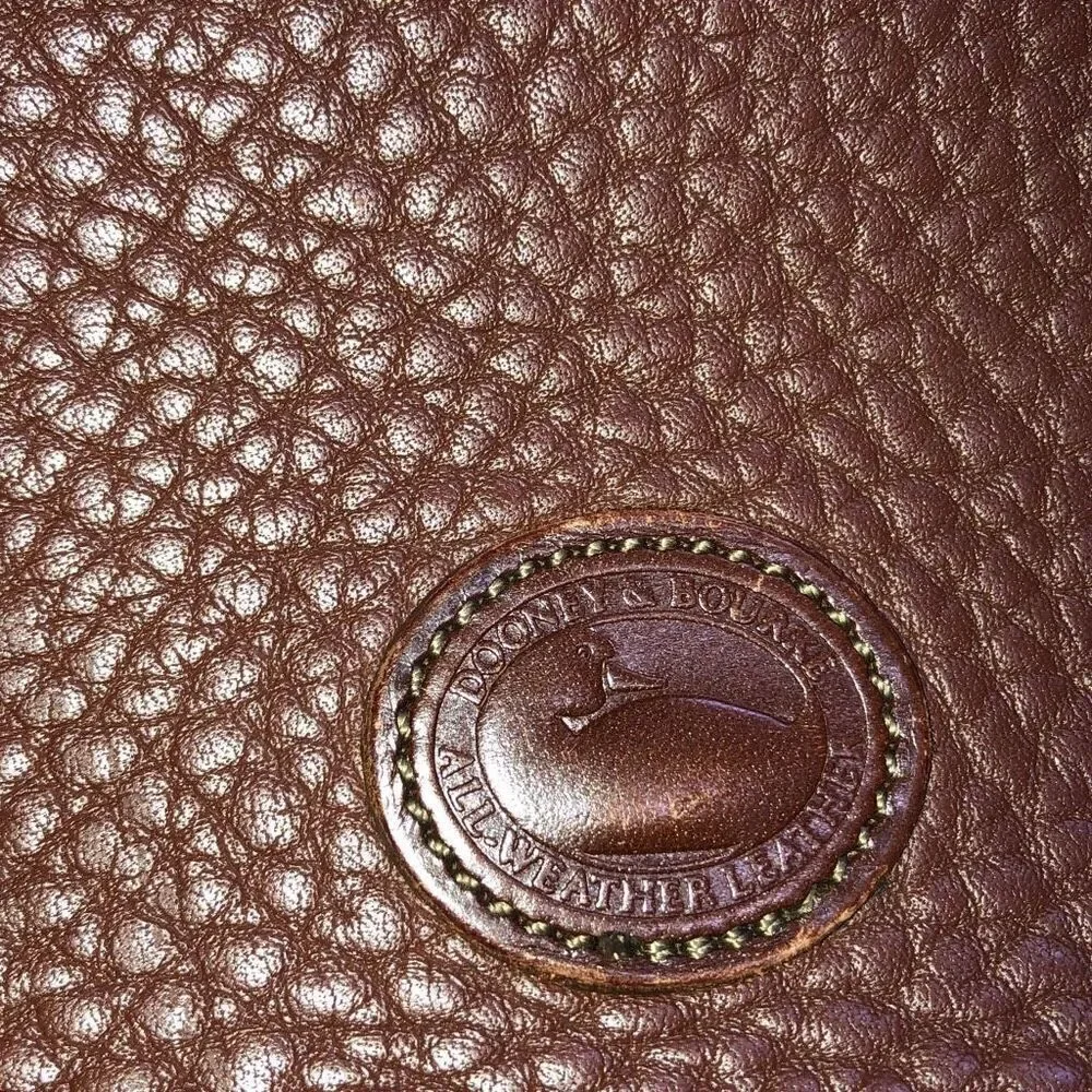 Dooney & Bourke brown pebbled leather handbag green interior